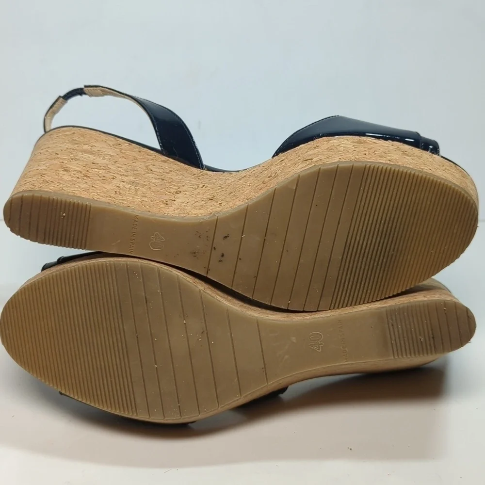 L.K. Bennett Adelia swingback cork wedge platform shoes women size 9.5 EU 40